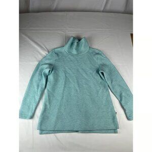 T by Talbots Womens Petite Medium Quilted Tunic Top Funnel Neck Blue